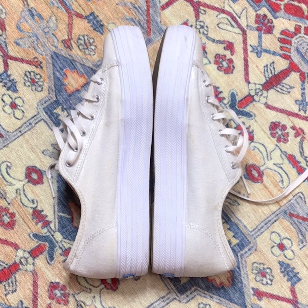 🤍 KEDS Shimmer Lace-Up Canvas Platform ‘OrthoLite’ Sneakers - Picture 2 of 8